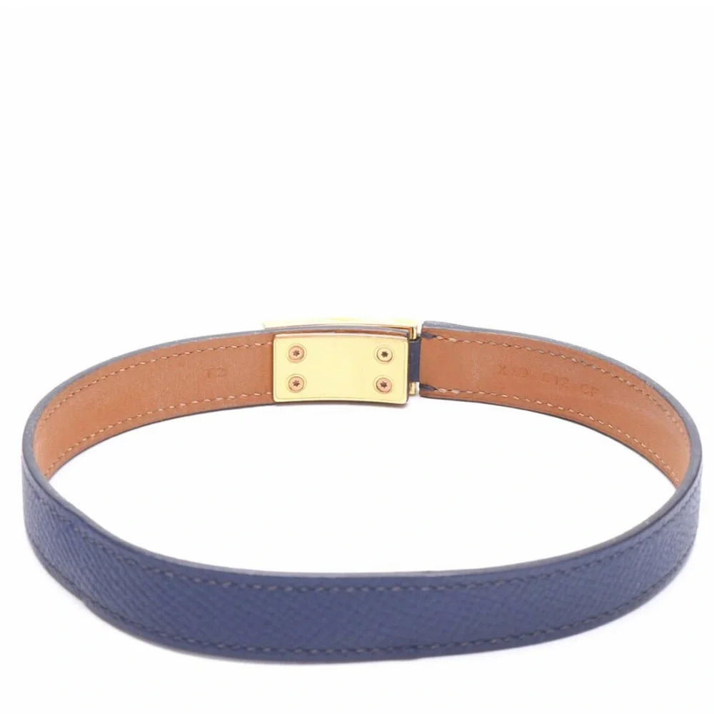 Brand New Hermes Cuir Drag Double Tour Veau Epsom Bleu Saphir Bracelet Size T1 - Picture 2 of 7